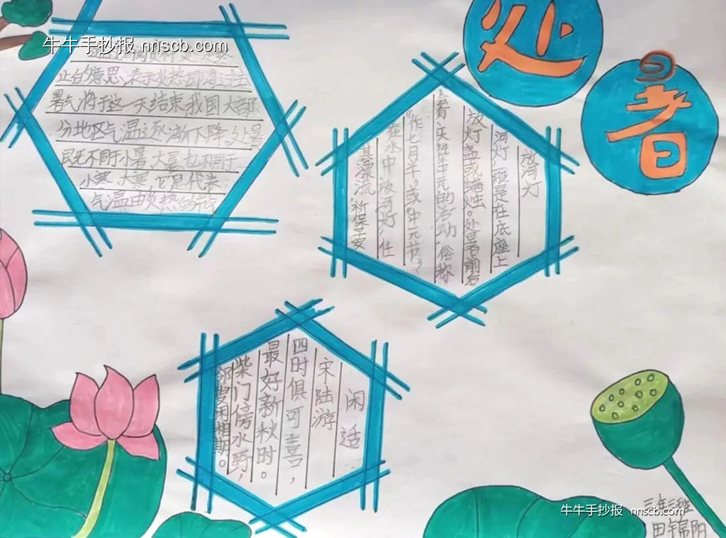 处暑至 秋意浓 | 小学三年级处暑节气手抄报6张-第3张