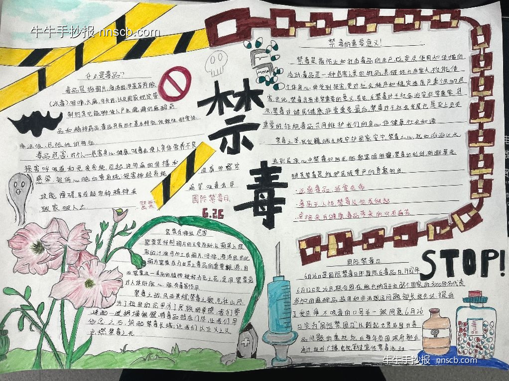 漂亮的初中生禁毒手抄报比赛获奖作品赏析一(6张)-第3张
