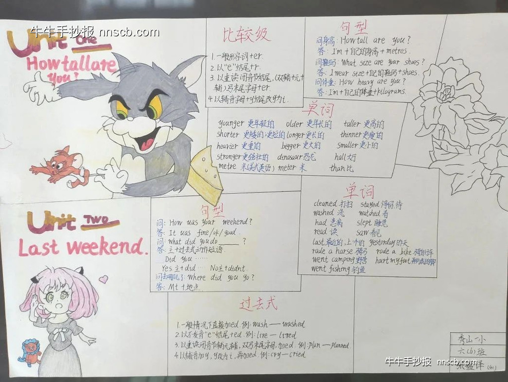 简单好画的小学六年级“人物/事物特征描述”英语手抄报7张-第3张
