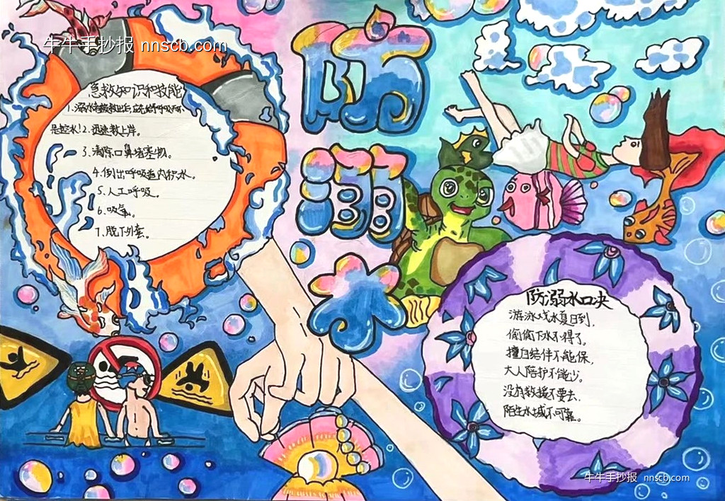 小学生校园防溺水手抄报比赛获奖作品赏析5张-第3张