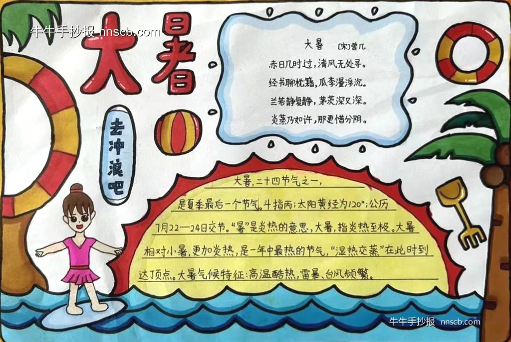 大暑至 夏正浓 | 小学四年级大暑节气手抄报3张-第3张