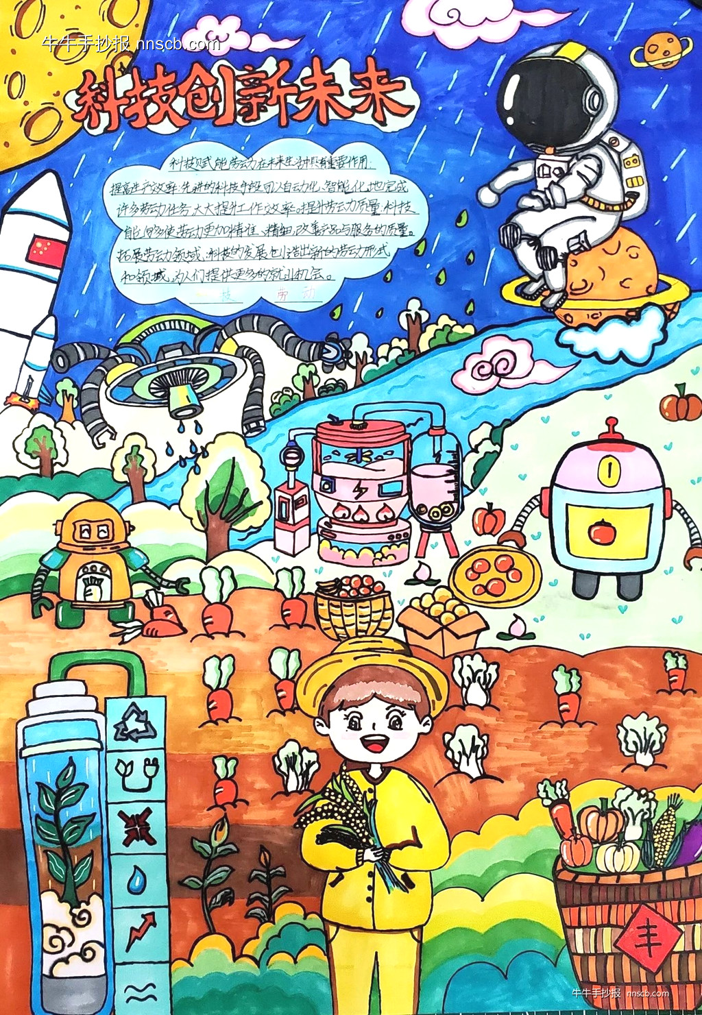 科技之光 劳动之美——小学四年级科技赋能劳动手抄报5张-第2张