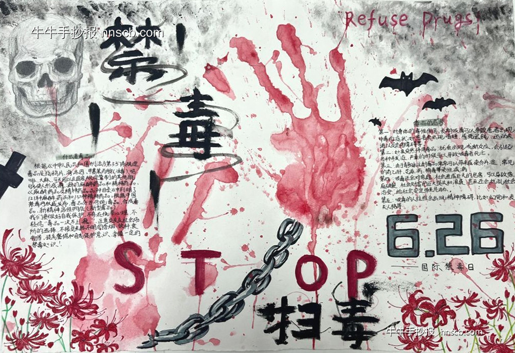 漂亮的初中生禁毒手抄报比赛获奖作品赏析二(6张)-第5张