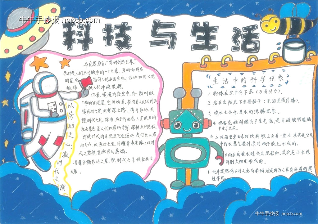 超漂亮的小学科技赋能劳动手抄报获奖作品欣赏5张-第5张