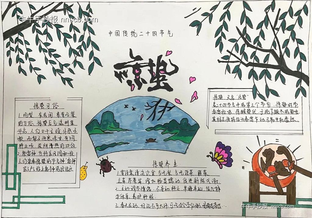 春雷响 万物长 | 小学一年级惊蛰节气手抄报4张-第3张