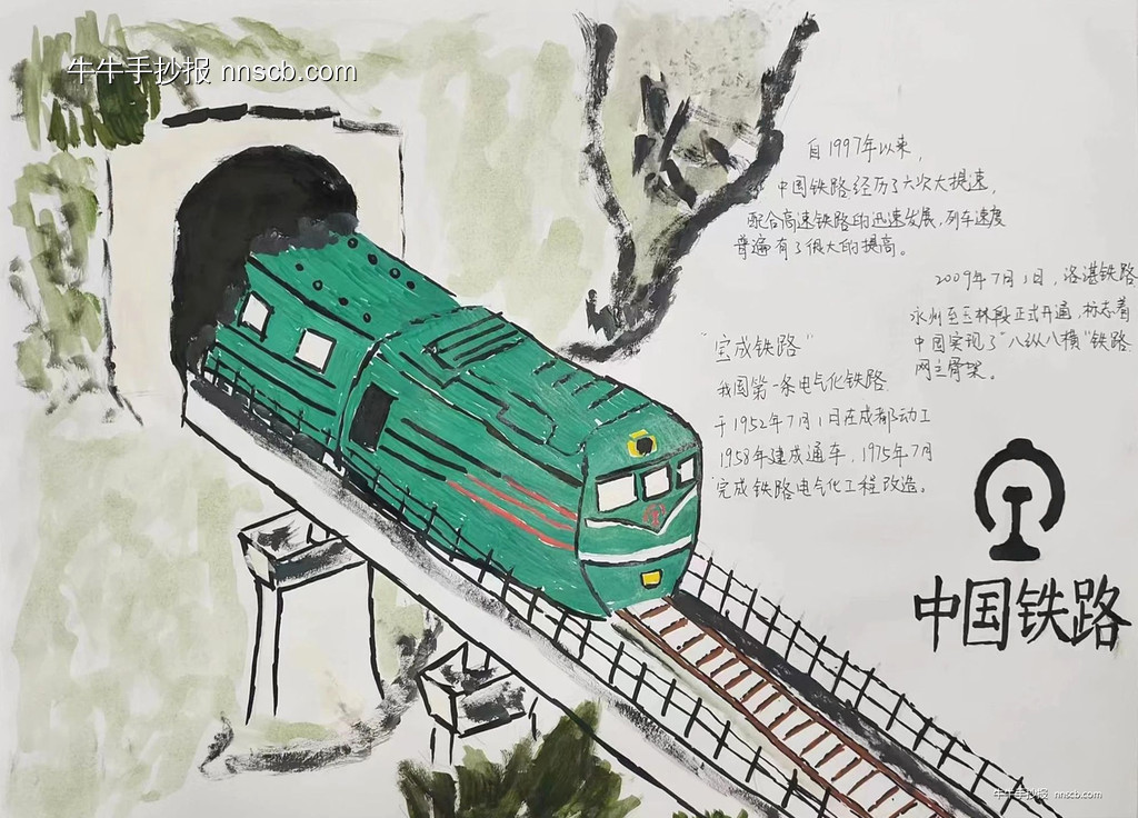 超漂亮中专“探索铁路科技,创新未来交通”手抄报4张-第2张