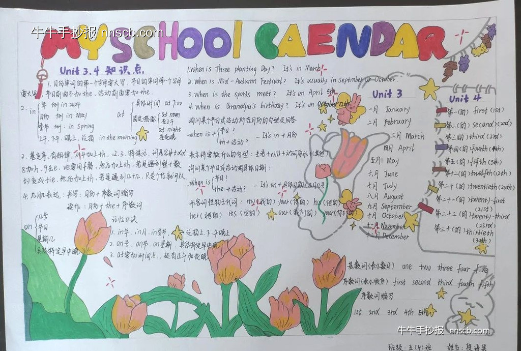 简单又漂亮的小学五年级“日期表达”英语手抄报8张-第5张