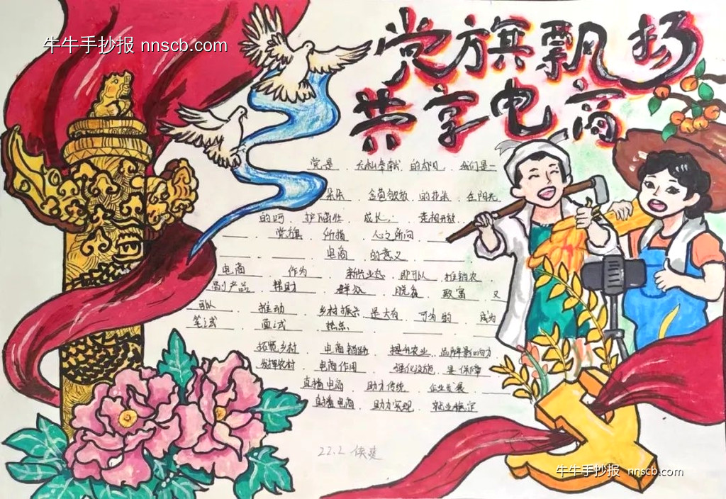 党旗飘扬,共享电商手抄报获奖作品精选4张-第2张