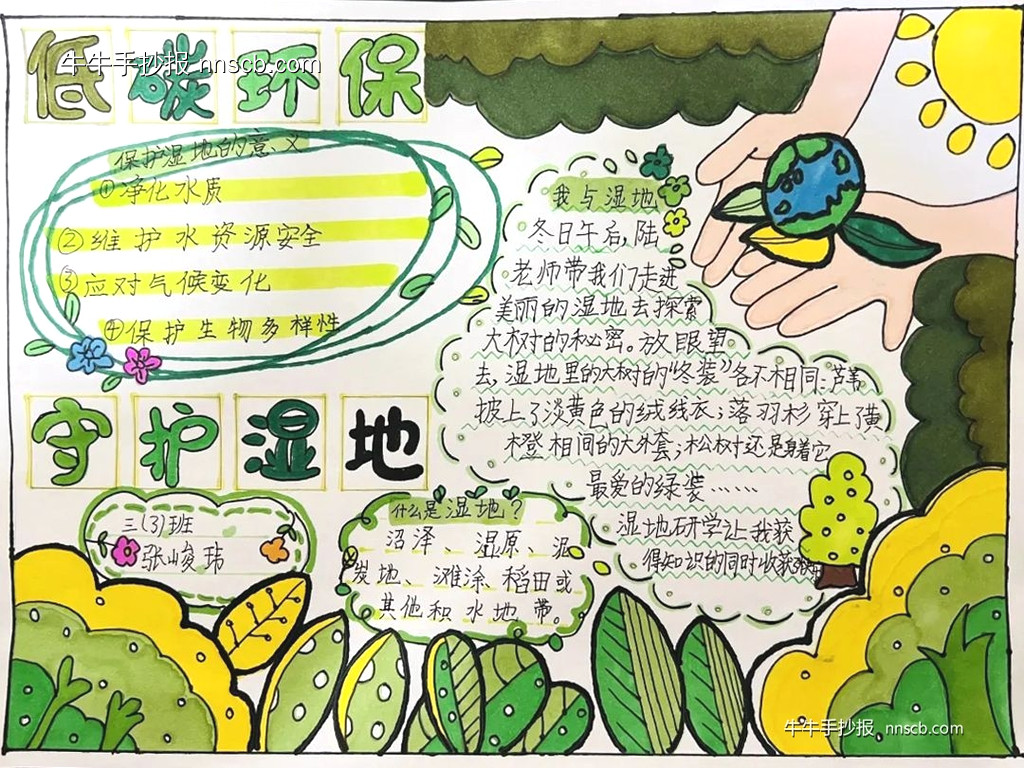 简单的三年级世界湿地日手抄报精选5张-第2张