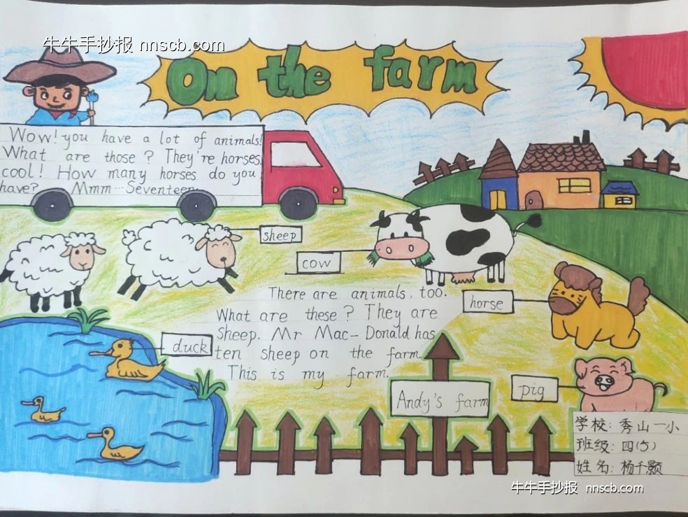 漂亮的小学四年级“农场”英语手抄报8张-第4张