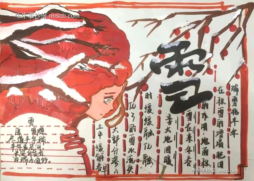 瑞雪兆丰年 | 大学生二十四节气大雪节气手抄报6张-第2张