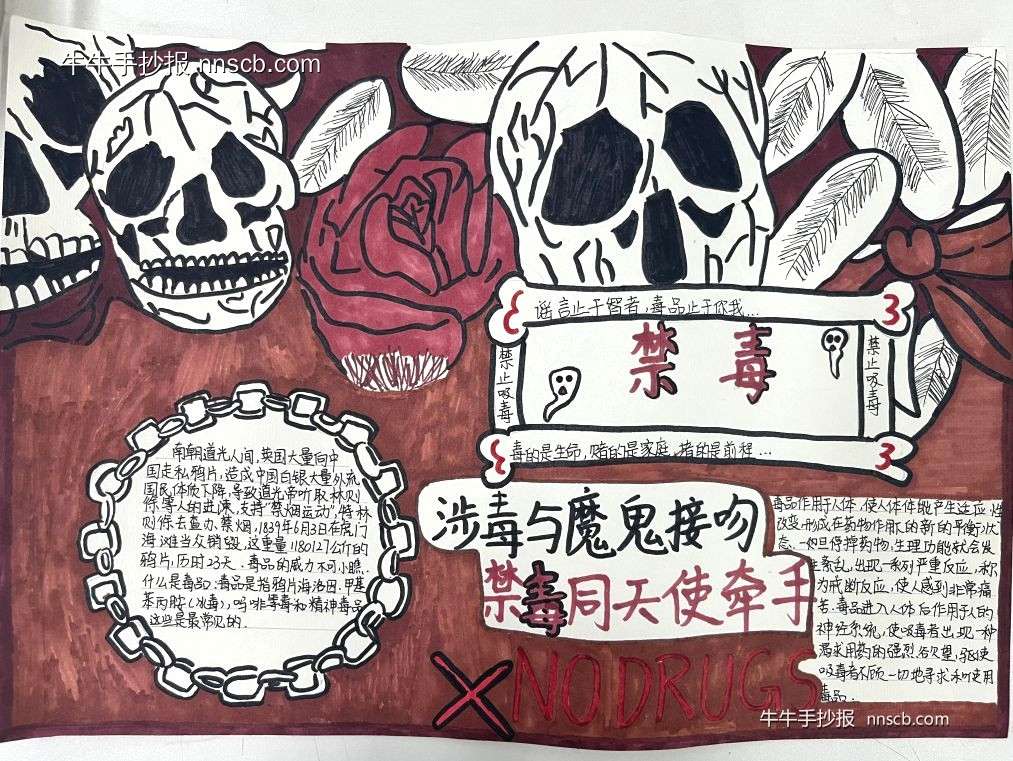 漂亮的初中生禁毒手抄报比赛获奖作品赏析二(6张)-第6张