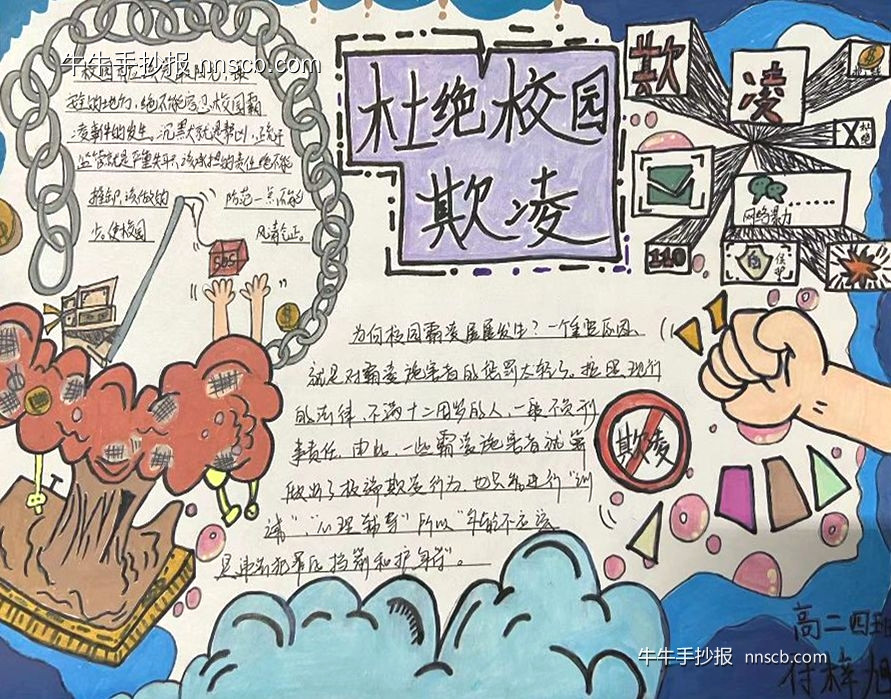 漂亮的高二“反对校园欺凌”手抄报7张-第5张