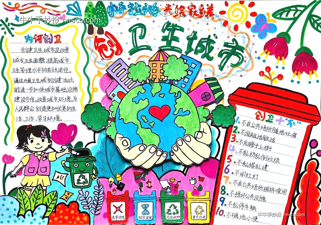 小学组创建国家卫生城市手抄报大赛三等奖欣赏6张-第2张