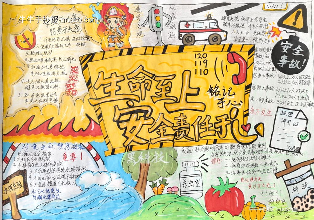 漂亮的高一年级“安全生产月”手抄报比赛获奖作品6张-第4张