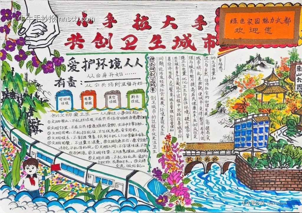 漂亮的小学生创建国家卫生城市手抄报获奖作品6张-第5张