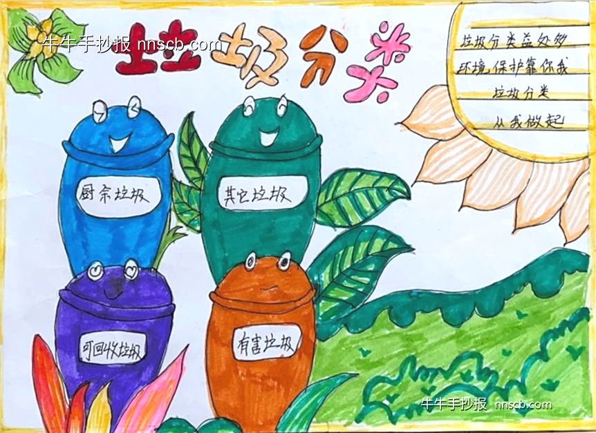 简单的小学生垃圾分类亲子手抄报9张-第7张