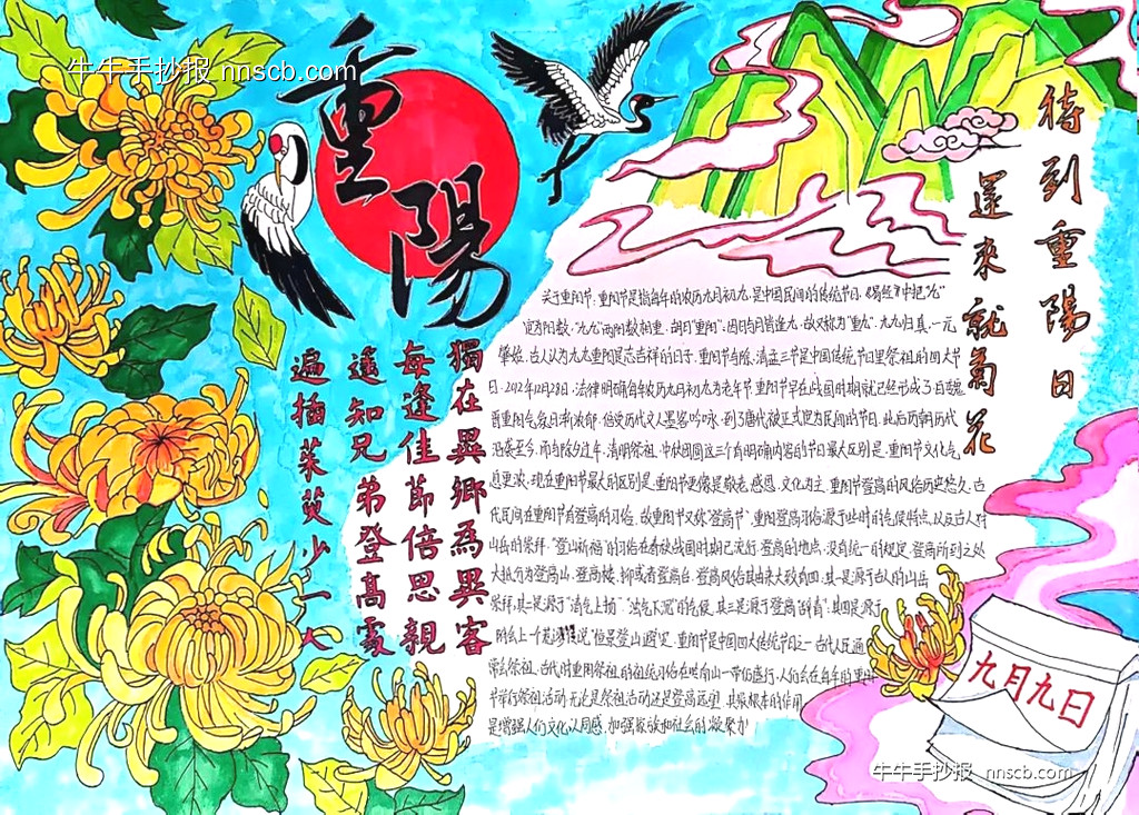 简单又漂亮的小学生重阳节手抄报9张-第5张