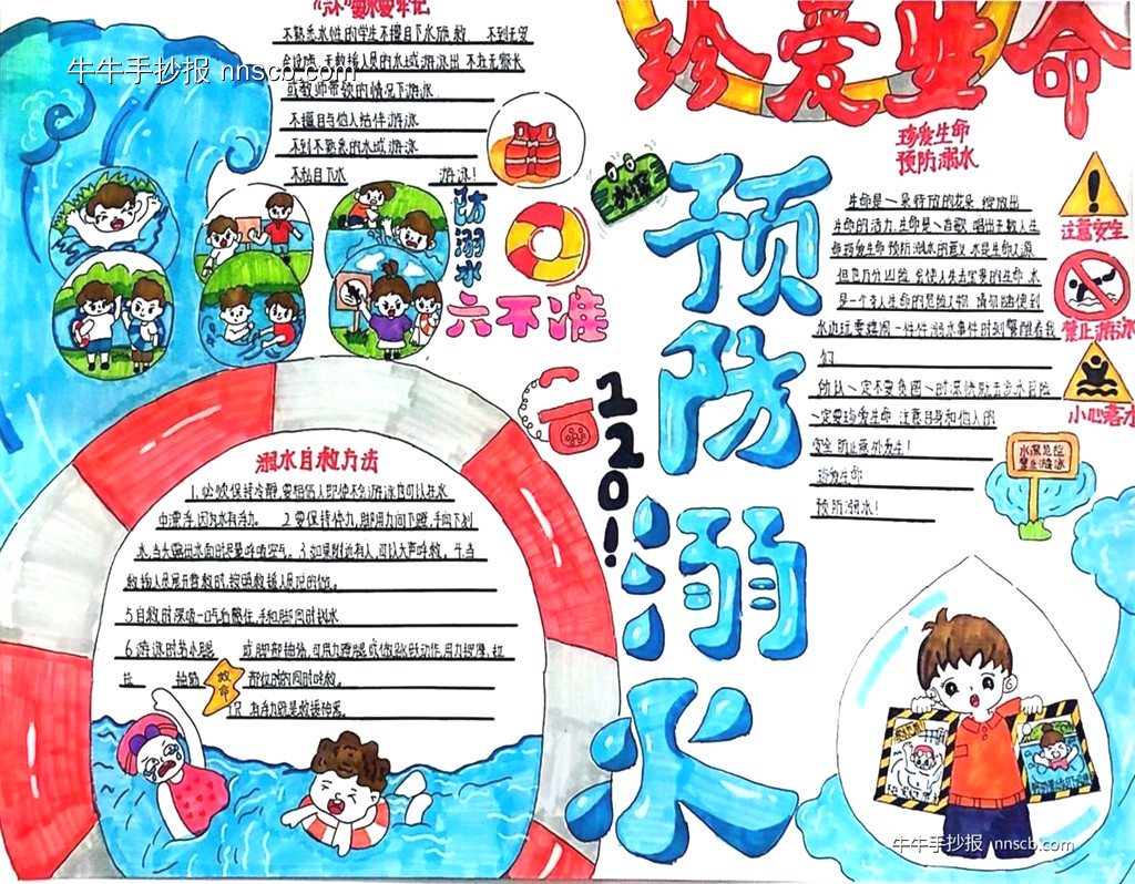 简单的中学生防溺水手抄报优秀作品5张-第2张