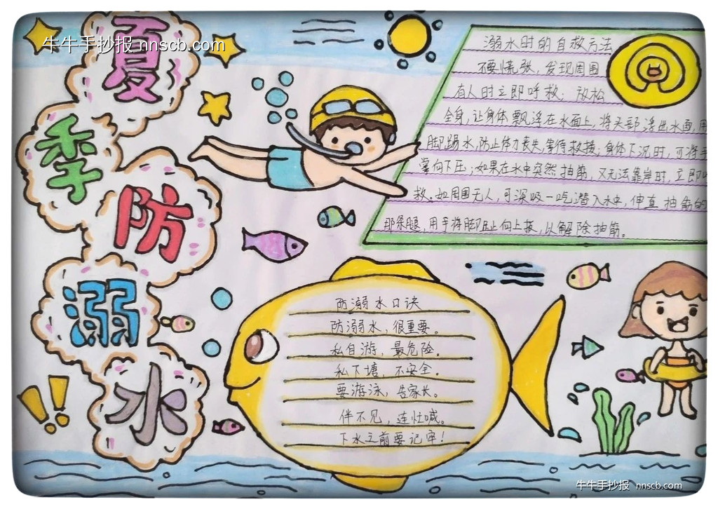 漂亮的小学防溺水安全教育手抄报8张-第7张