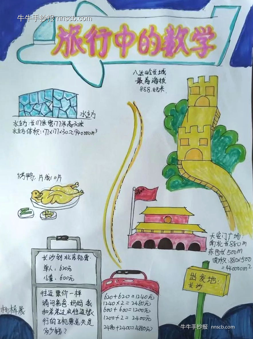 遨游数学之海 巧绘数学之美——小学五年级暑假数学手抄报3张-第2张
