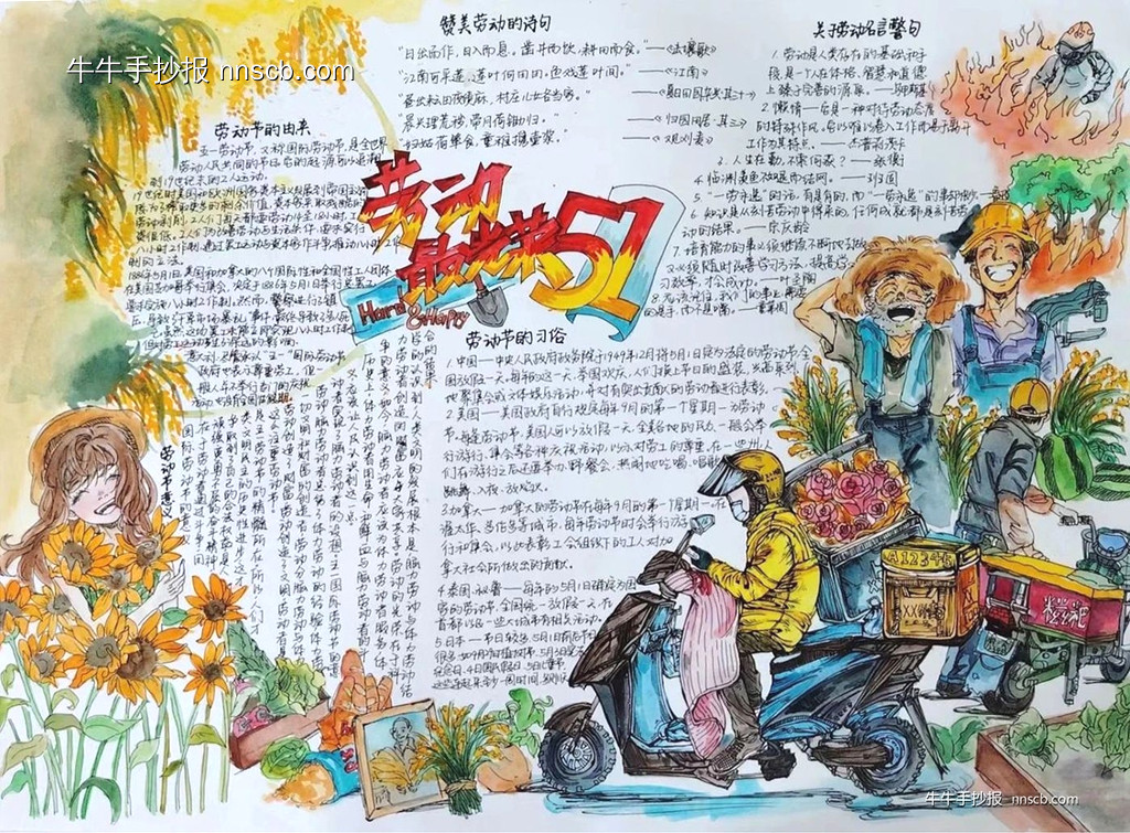 漂亮的大学生“劳动最光荣”手抄报3张-第3张