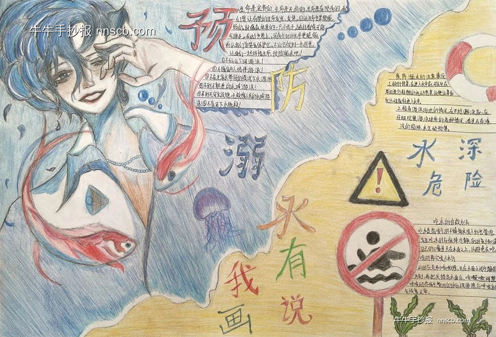简单的中学生防溺水手抄报优秀作品5张-第3张