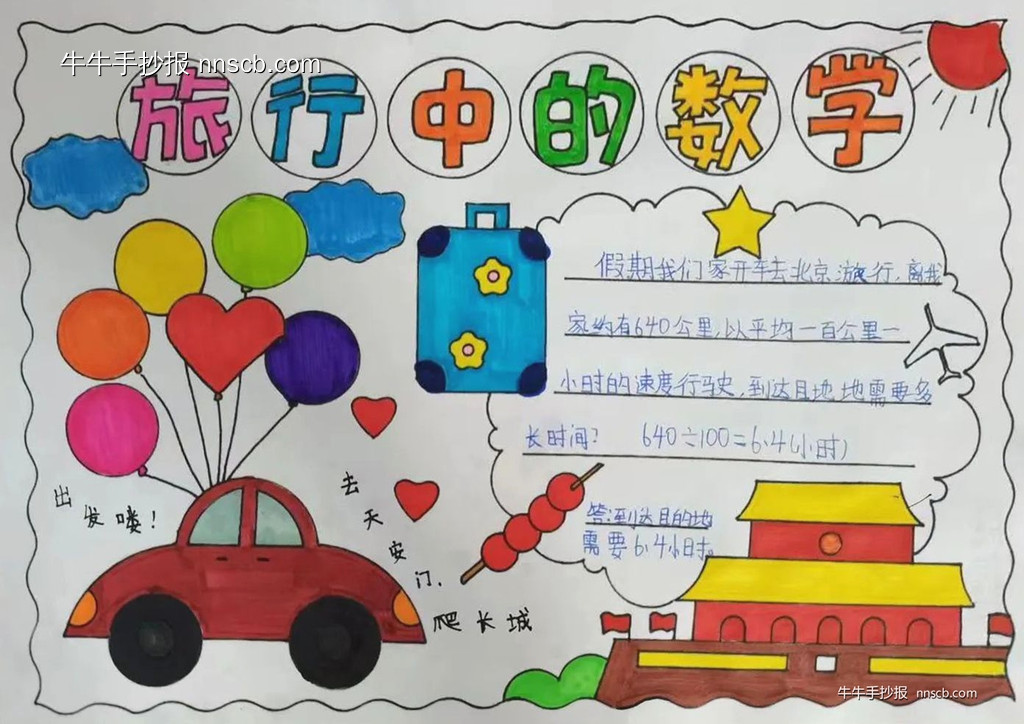 小学五年级暑假数学特色手抄报6张-第5张