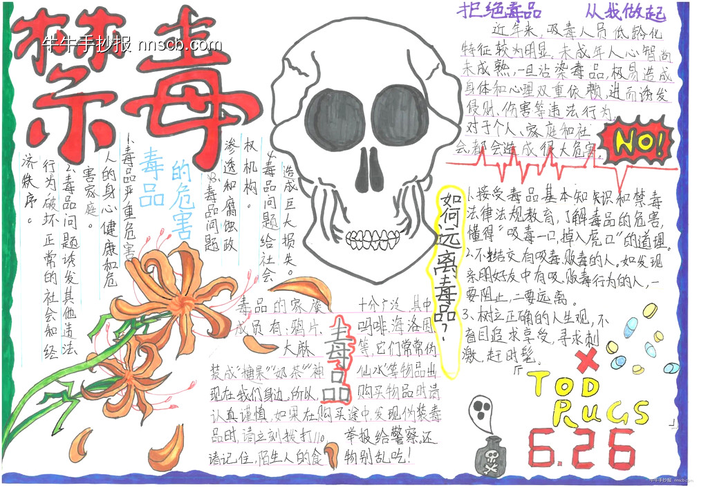 小学生禁毒知识手抄报比赛获奖作品6张-第5张