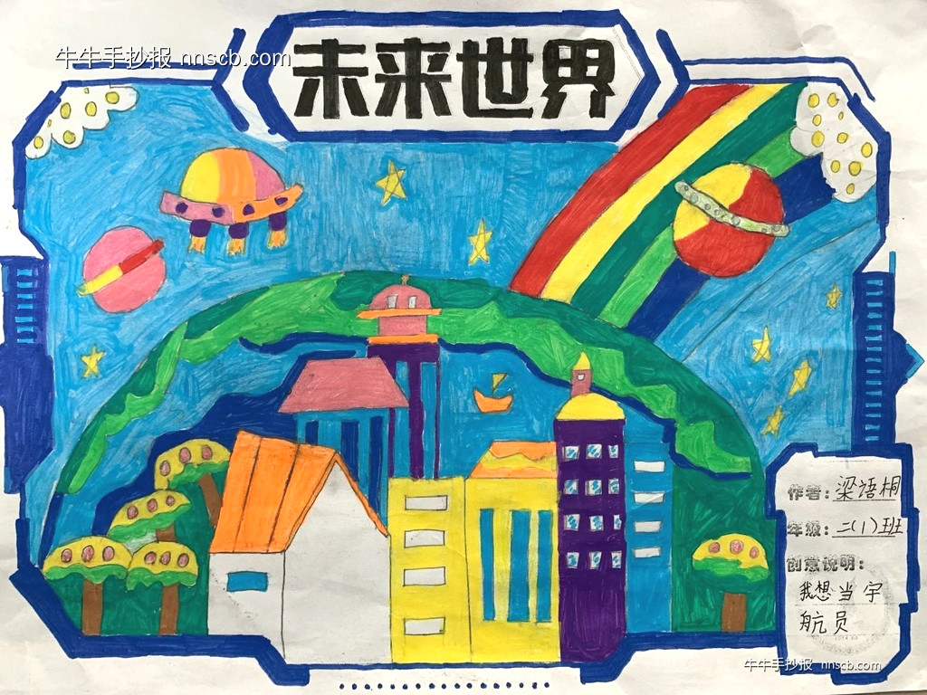 简单的小学二年级“未来世界”科幻手抄报4张-第3张