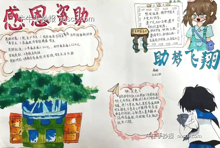 简单又漂亮的初中生“资助育人”手抄报精选6张-第2张