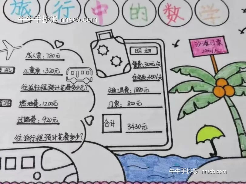 超简单又好画的暑期数学手抄报精选8张-第5张