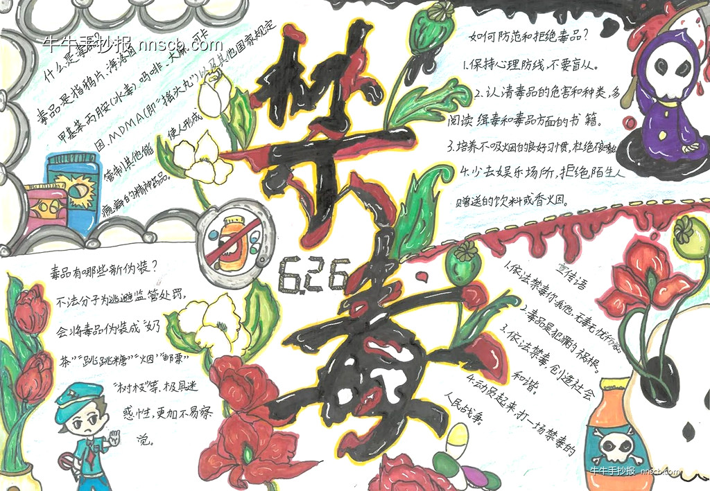 漂亮的小学生禁毒知识手抄报比赛作品6张-第6张