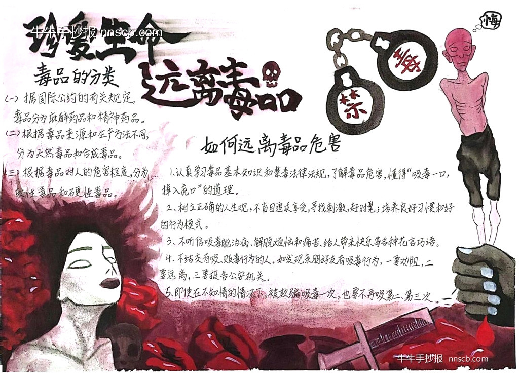 珍爱生命 远离毒品 | 禁毒公益手抄报大赛优秀作品欣赏6张-第6张