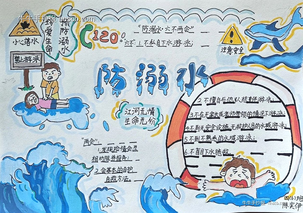 简单的小学生“快乐暑期 安全相伴”手抄报8张-第6张
