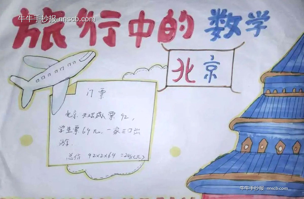 小学五年级暑假数学特色手抄报6张-第4张