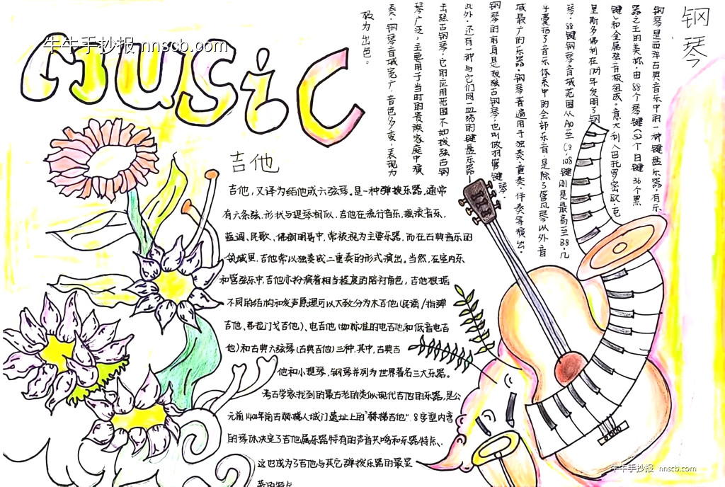 漂亮的高中高一年级“乐染纸上”学科融合手抄报7张-第3张