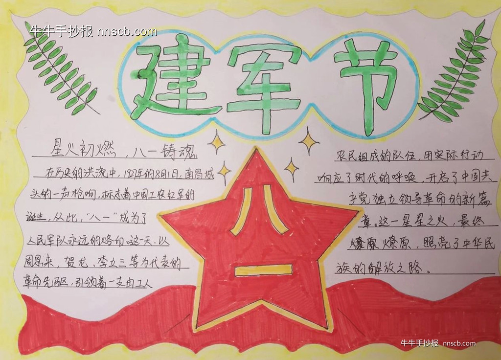 献礼八一 致敬军人 | 简单好画的小学建军节手抄报5张-第5张