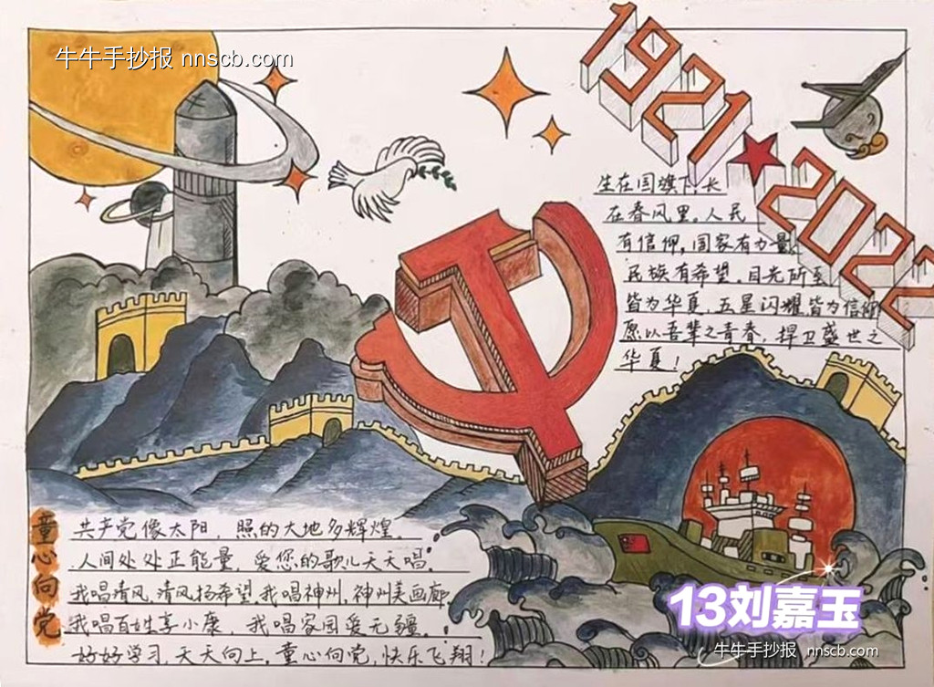 漂亮的高中生八一建军节主题手抄报2张-第2张