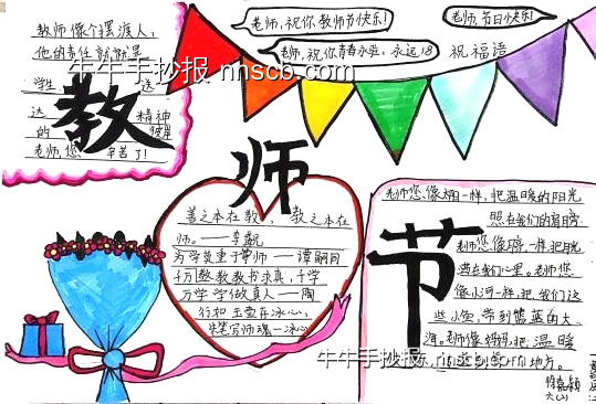 教师节——小学生五六年级教师主题手抄报4张-第4张