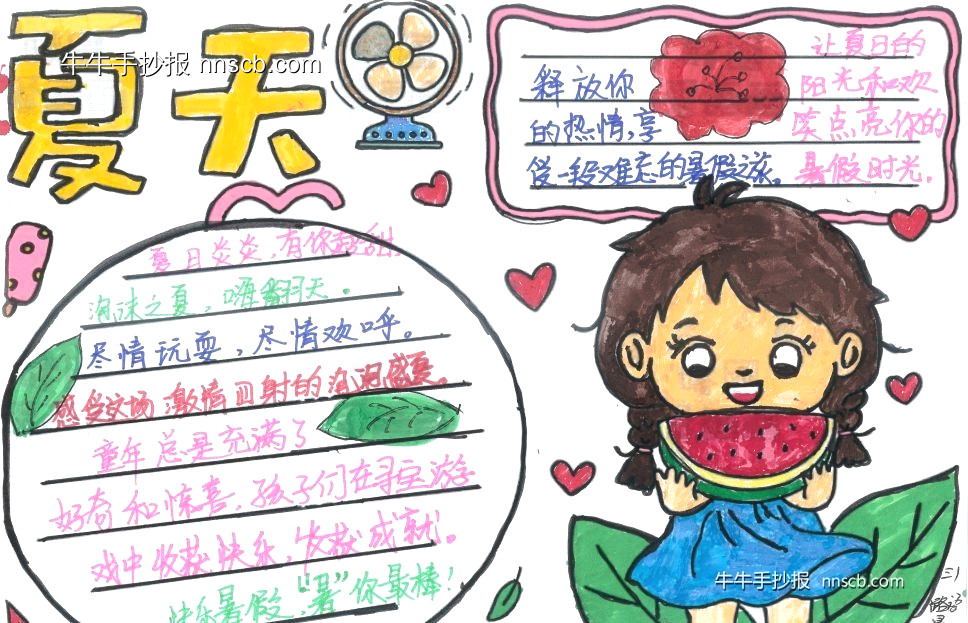 快乐假期 青春飞扬 | 小学生“快乐暑假”手抄报5张-第4张