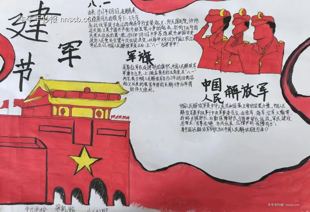 “英雄故事 薪火相传”小学生八一建军节手抄报4张-第3张