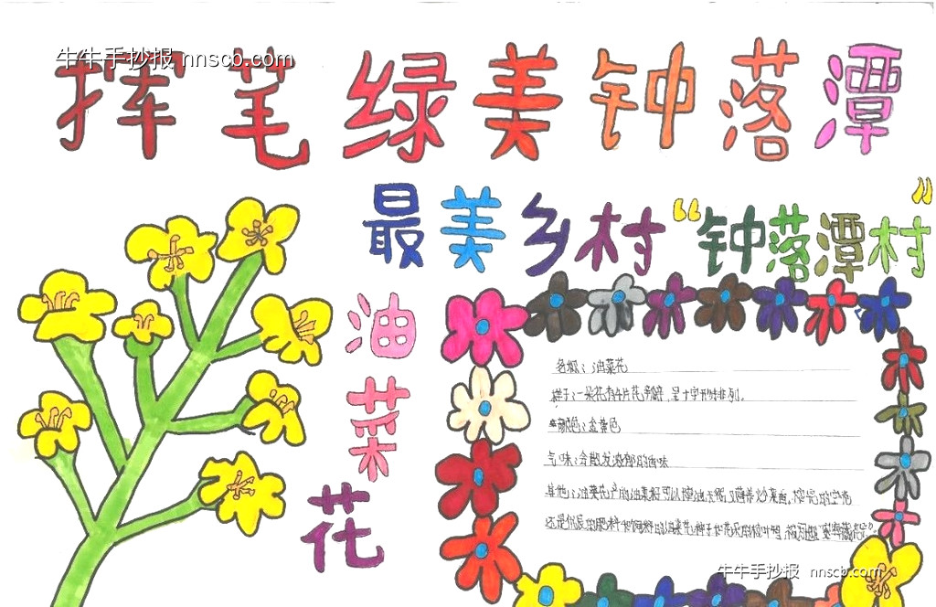 超简单的小学生“绿美钟落潭”主题手抄报3张-第3张