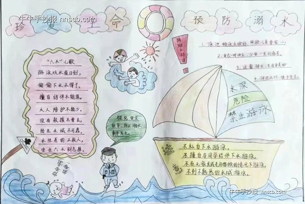 漂亮的小学生“暑假安全”手抄报4张-第4张