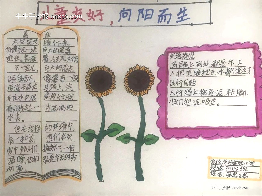 暑期儿童关爱服务|“儿童在前 向阳而生”主题手抄报4张-第4张