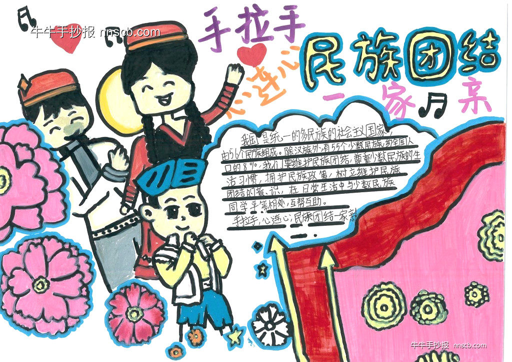 手拉手,心连心——简单的民族团结主题手抄报3张-第2张