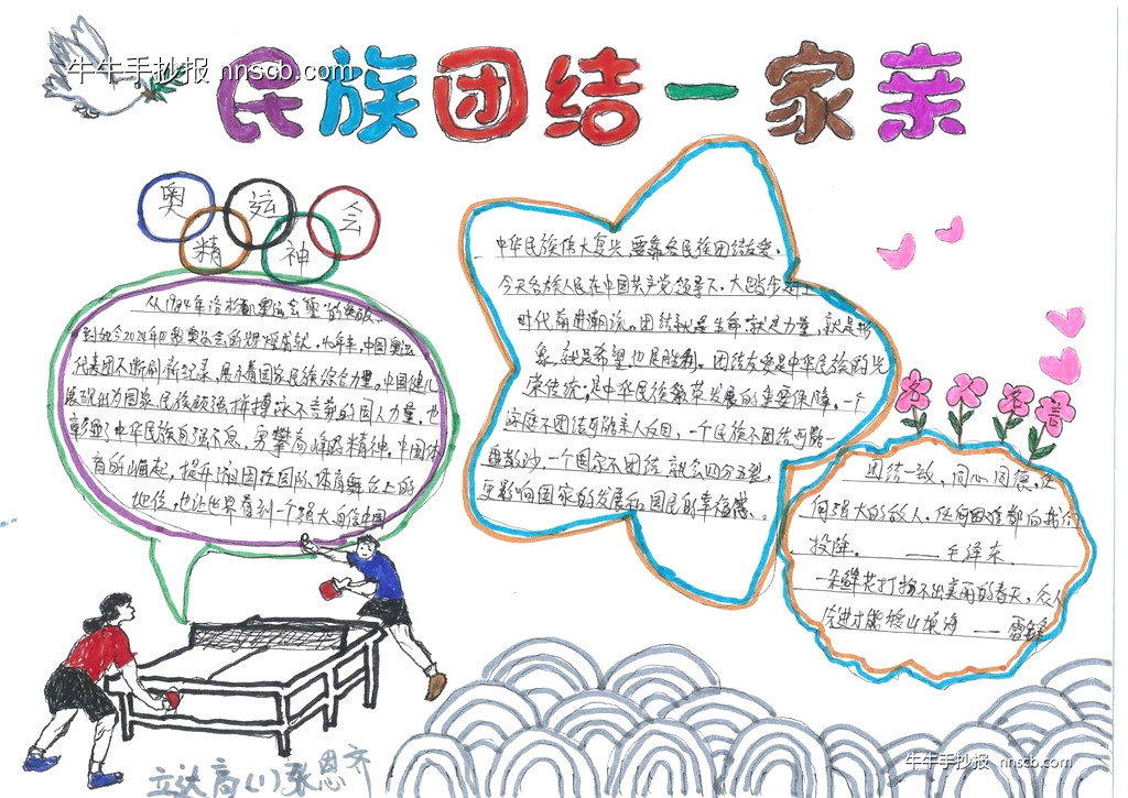 漂亮的“手拉手 心连心 民族团结一家亲”手抄报3张-第2张