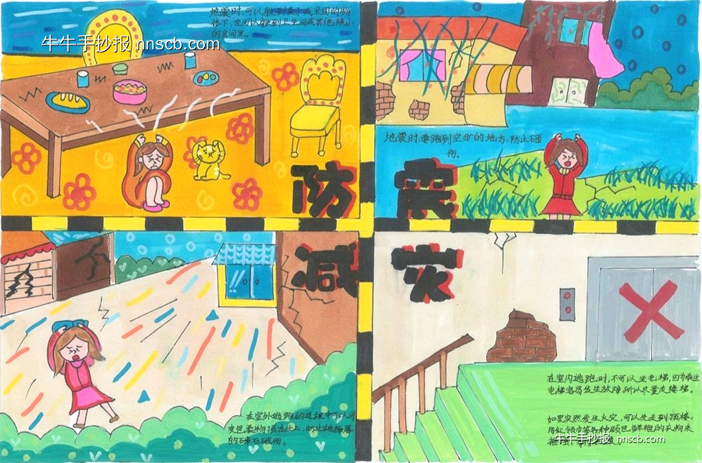 超级漂亮的小学四年级“防震减灾”手抄报2张-第2张
