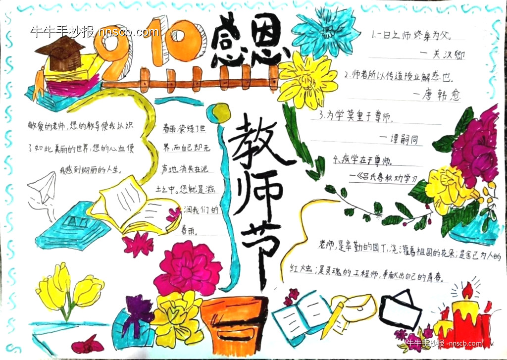 高一年级“感恩教师节”手抄报展5张简单又漂亮-第4张