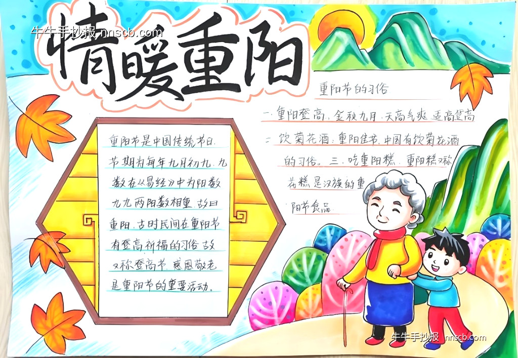 简单的小学生重阳节主题手抄报精选5张-第3张